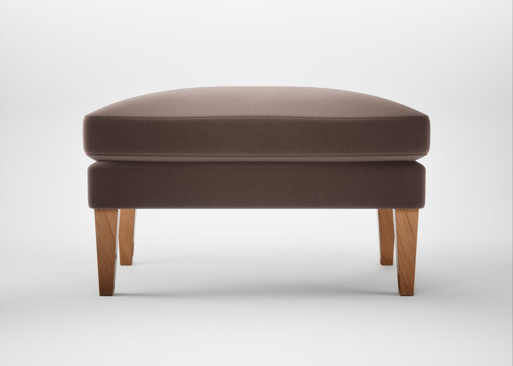 Wallis Ottoman Smart Velvet Mouse / Natural