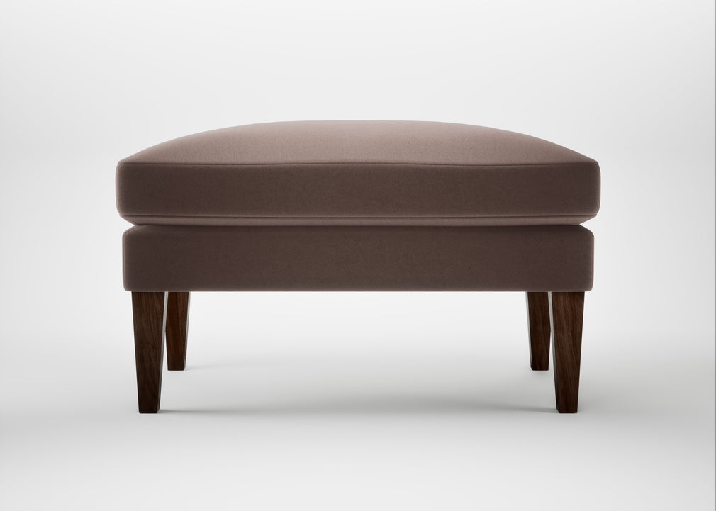 Wallis Ottoman Smart Velvet Mouse / Walnut Stained