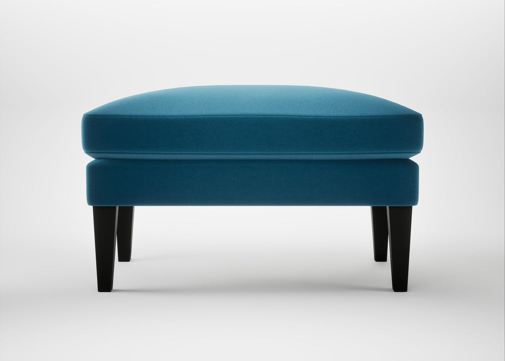Wallis Ottoman Smart Velvet Ocean Blue / Black