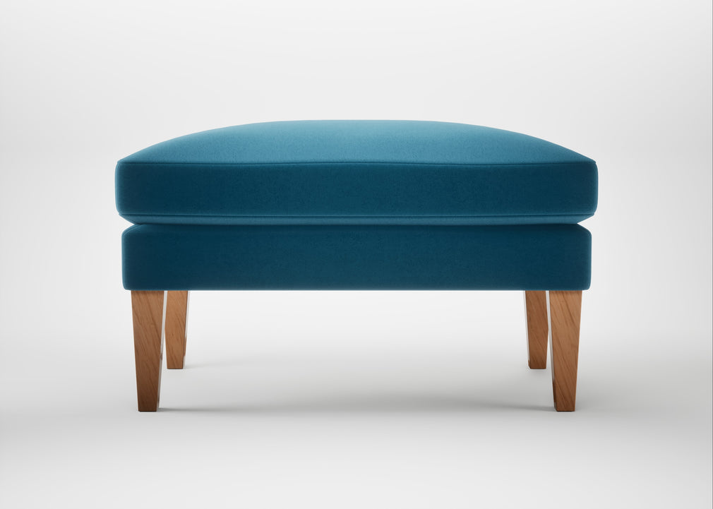 Wallis Ottoman Smart Velvet Ocean Blue / Natural