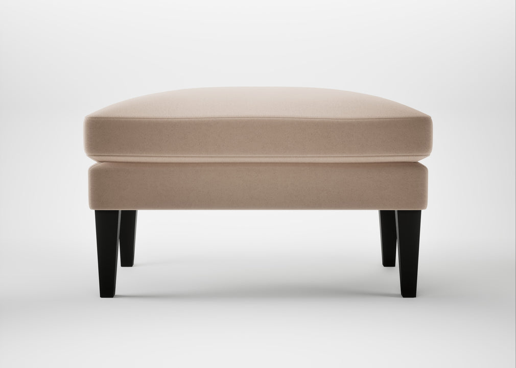 Wallis Ottoman Smart Velvet Pebble / Black
