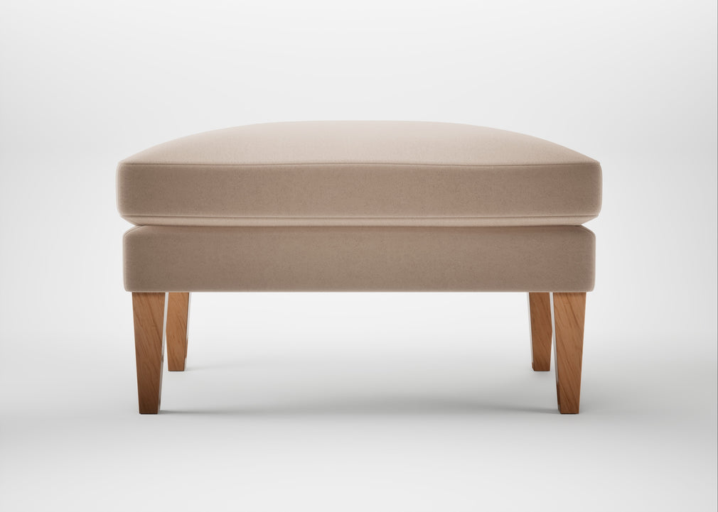 Wallis Ottoman Smart Velvet Pebble / Natural