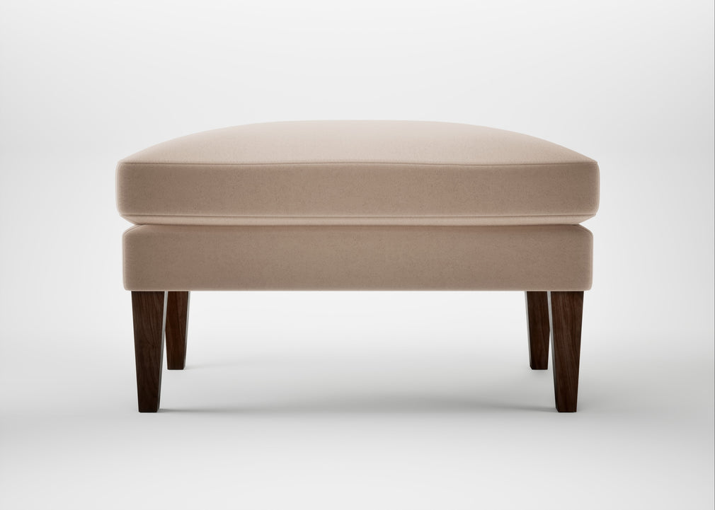 Wallis Ottoman Smart Velvet Pebble / Walnut Stained
