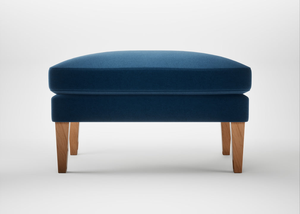 Wallis Ottoman Smart Velvet Petrol / Natural