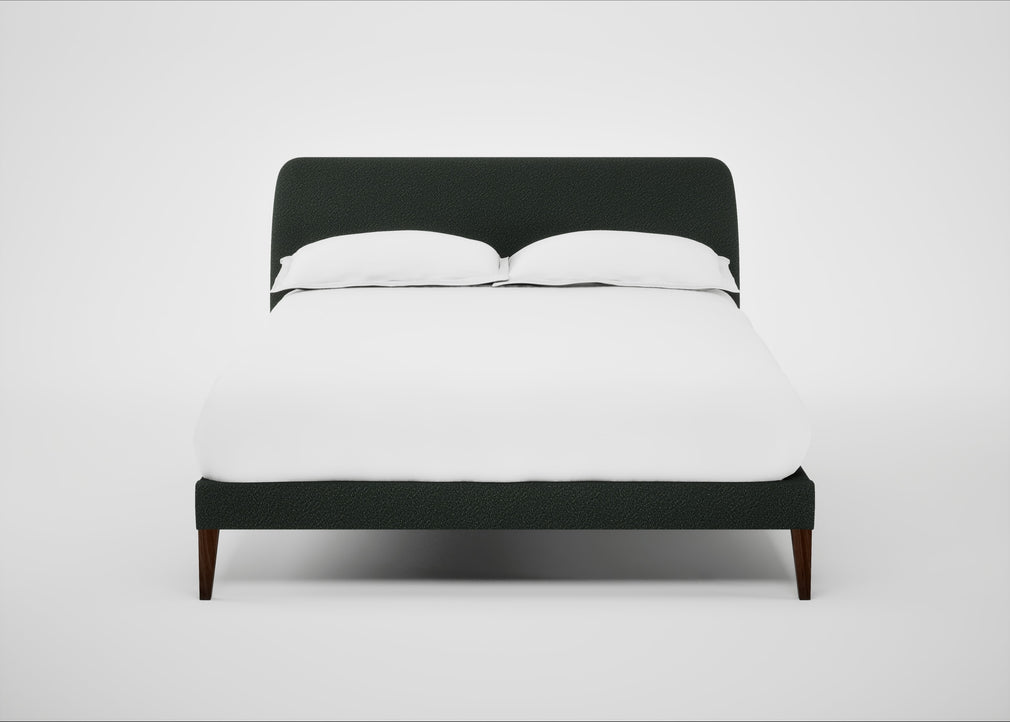 Wallis Bed Double / Boucle Fern / Walnut Stained"