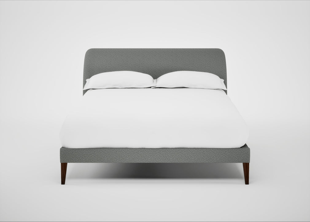 Wallis Bed Double / Boucle Steel / Walnut Stained"