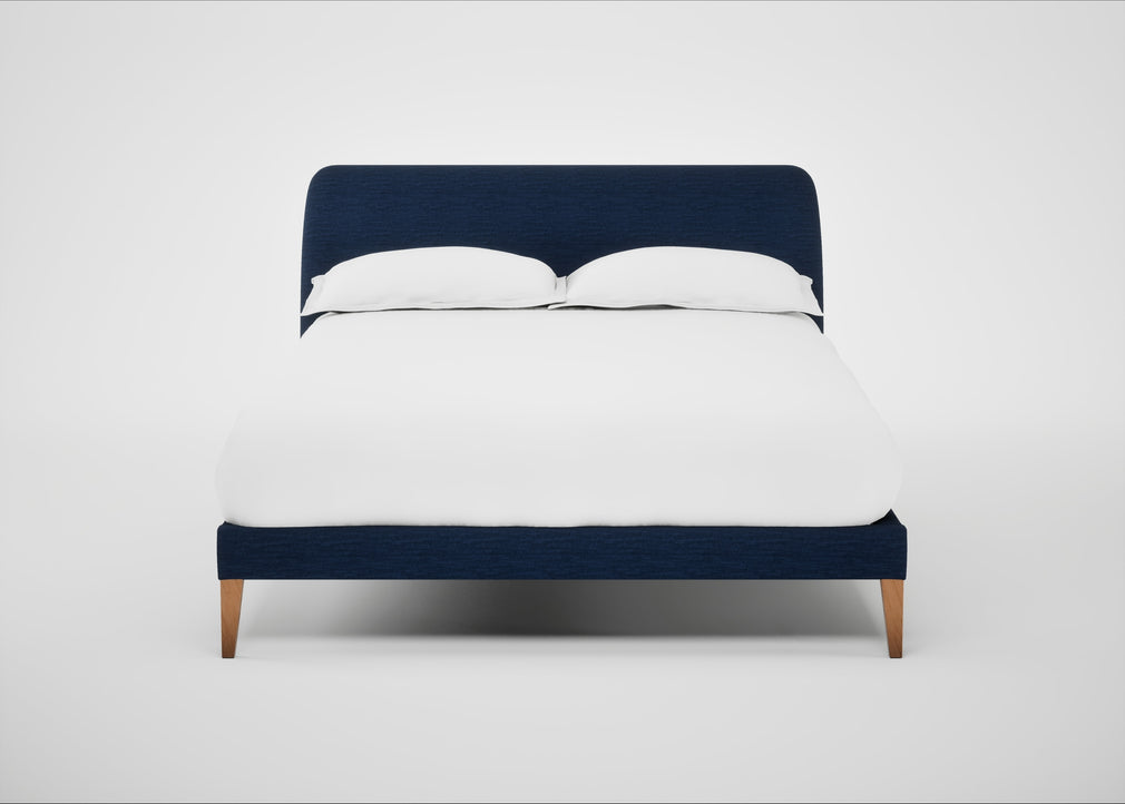 Wallis Bed Double / Broad Weave Lagoon / Natural"