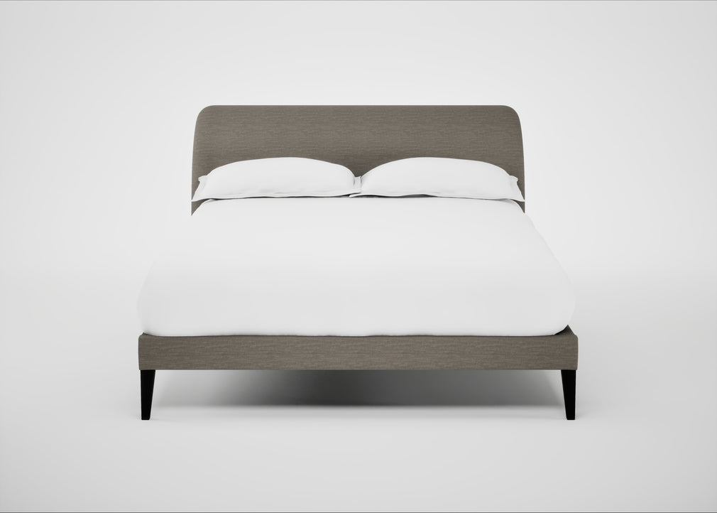 Wallis Bed Double / Broad Weave Pebble / Black"