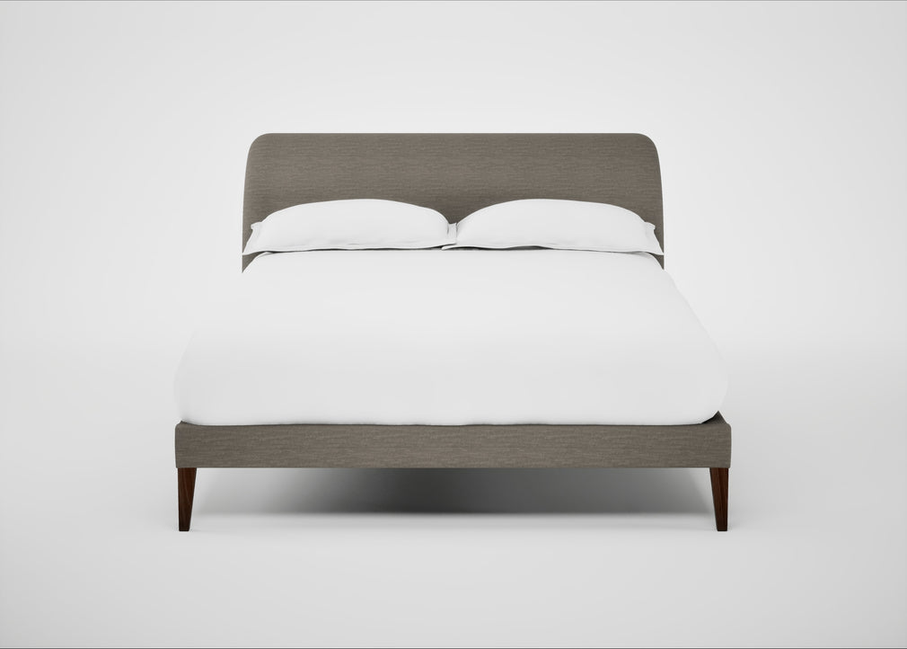 Wallis Bed Double / Broad Weave Pebble / Walnut Stained"