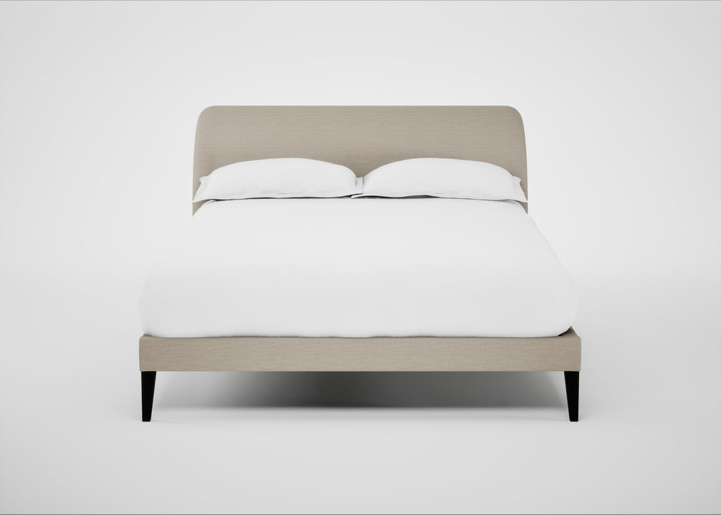 Wallis Bed Double / Broad Weave Putty / Black"