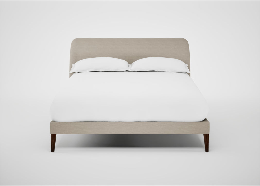 Wallis Bed Double / Broad Weave Putty / Walnut Stained"