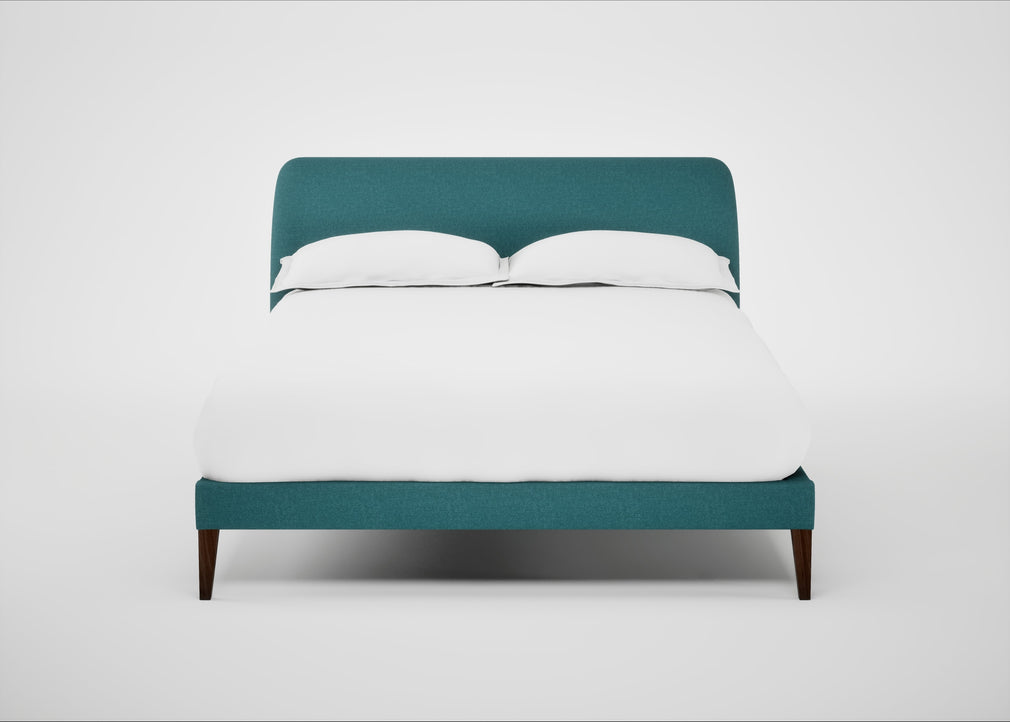 Wallis Bed Double / Brushed Cotton Cadet / Walnut Stained