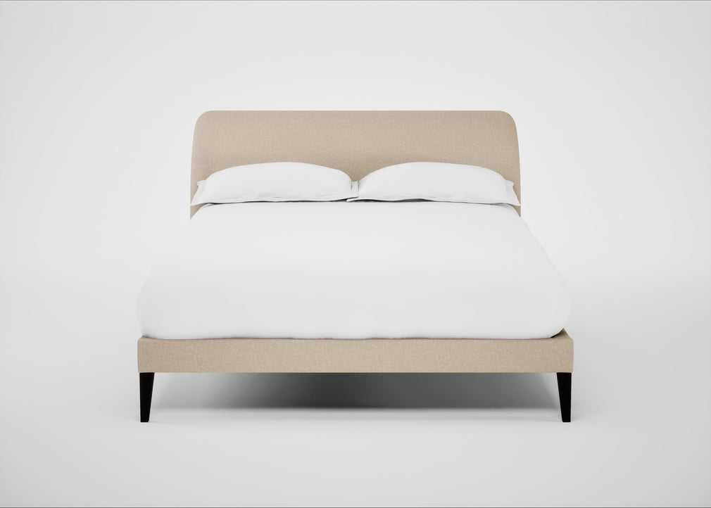 Wallis Bed Double / Brushed Cotton Oat / Walnut Stained