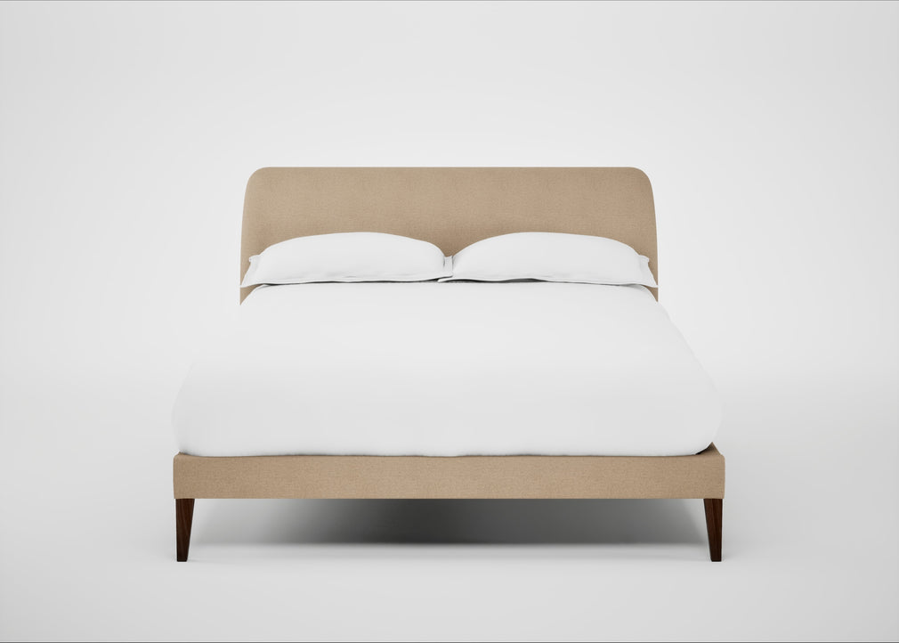 Wallis Bed Double / Capelo Linen-Cotton Bamboo / Walnut Stained"