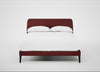 Wallis Bed Double / Capelo Linen-Cotton Etruscan Red / Walnut Stained