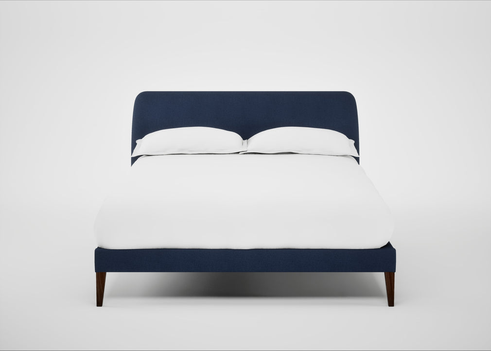 Wallis Bed Double / Capelo Linen-Cotton Inkspot / Walnut Stained