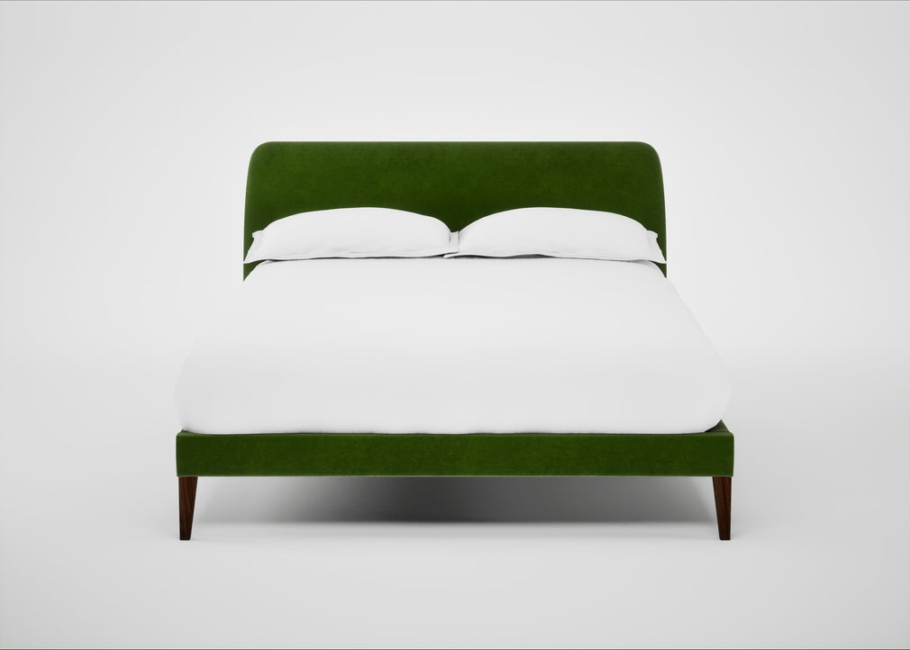 Wallis Bed Double / Smart Luxe Velvet Grass / Walnut Stained"