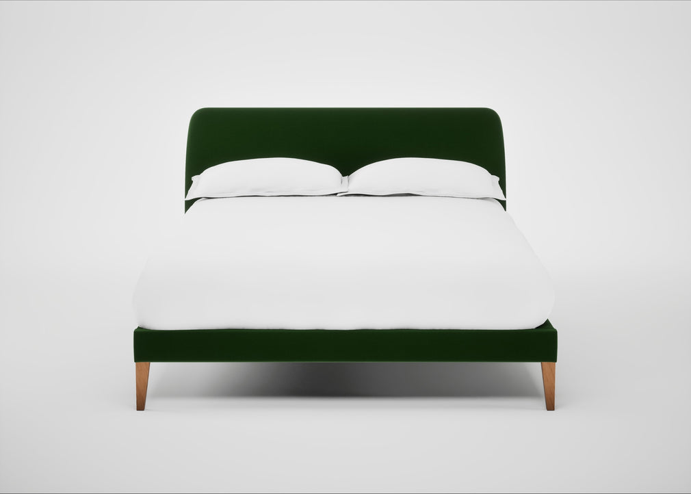 Wallis Bed Double / Smart Velvet Forest / Natural"