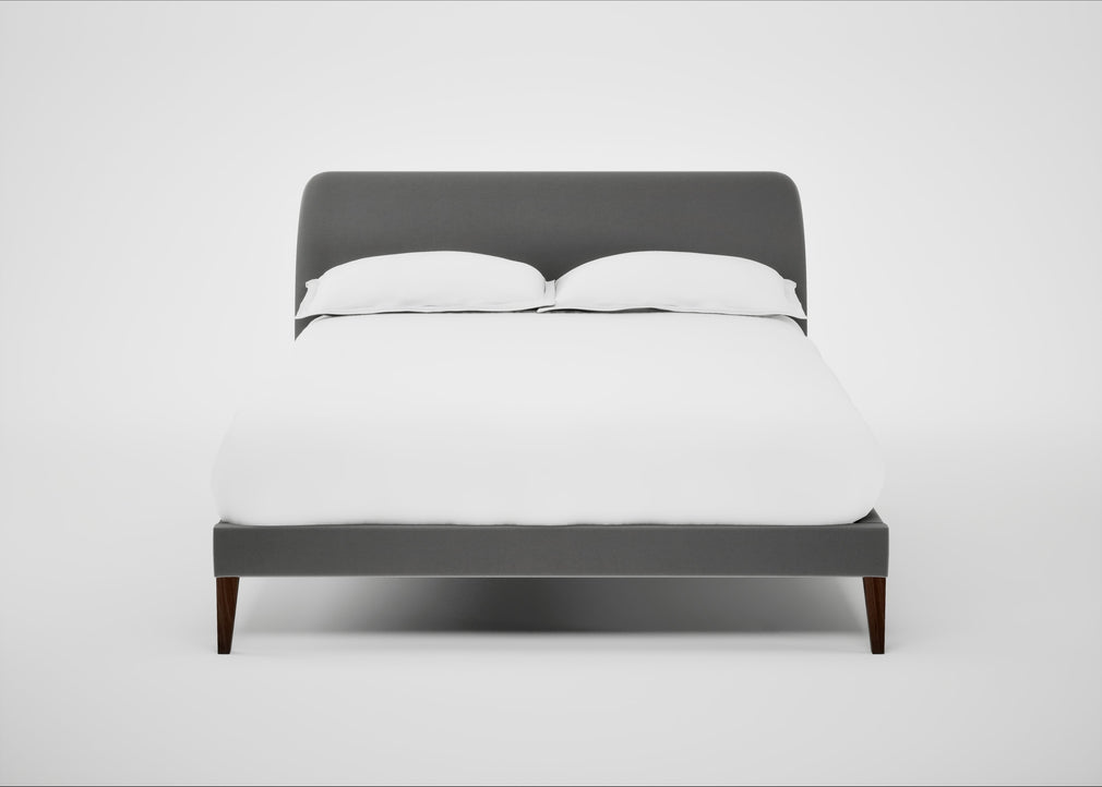 Wallis Bed Double / Smart Velvet Mercury / Walnut Stained"