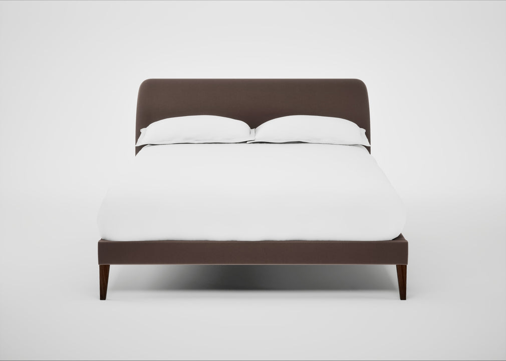 Wallis Bed Double / Smart Velvet Mouse / Walnut Stained"