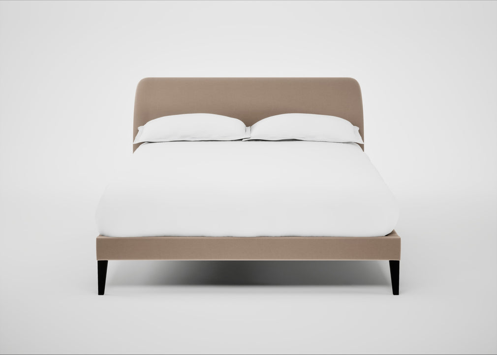 Wallis Bed Double / Smart Velvet Pebble / Black"