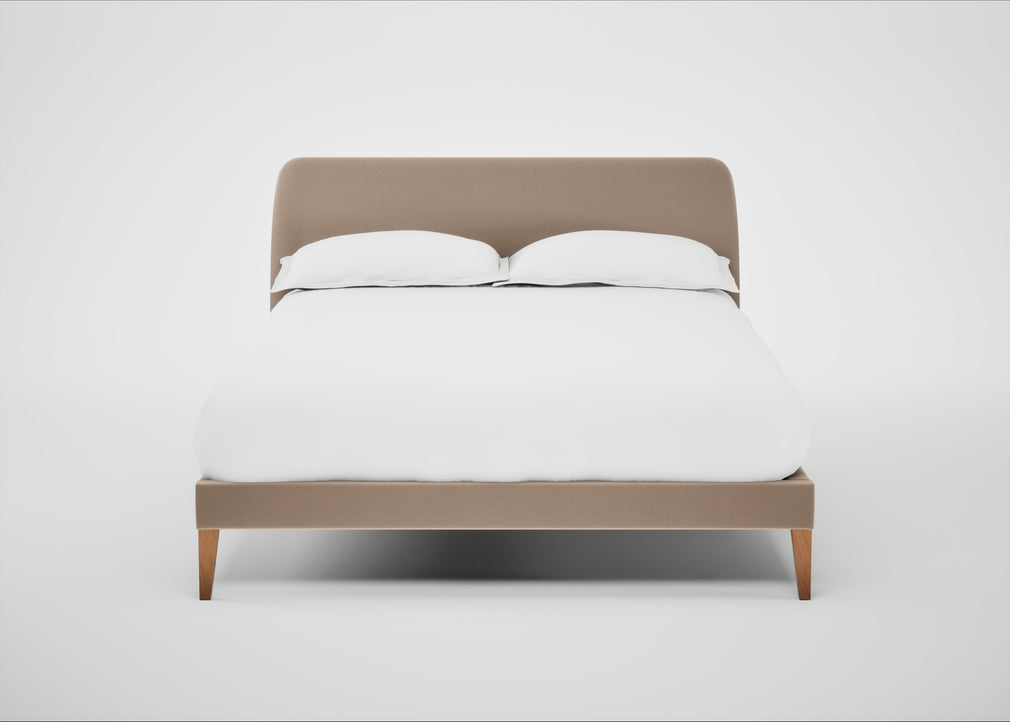 Wallis Bed Double / Smart Velvet Pebble / Natural"