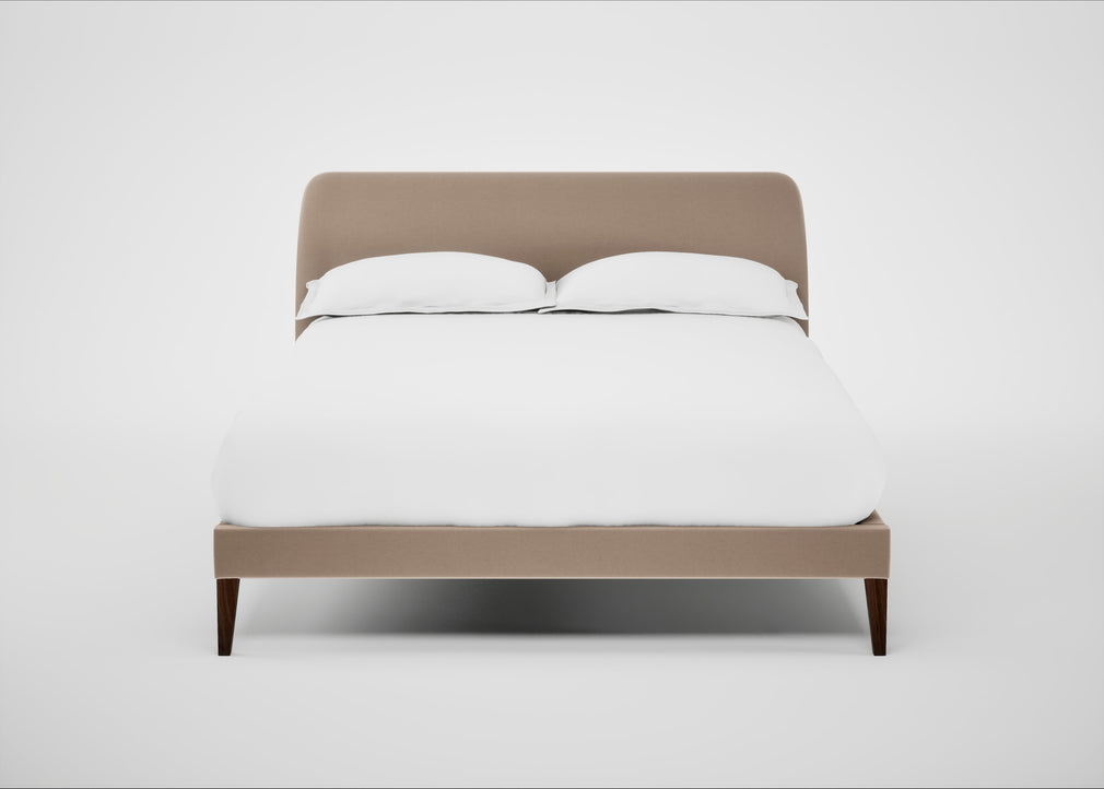 Wallis Bed Double / Smart Velvet Pebble / Walnut Stained"