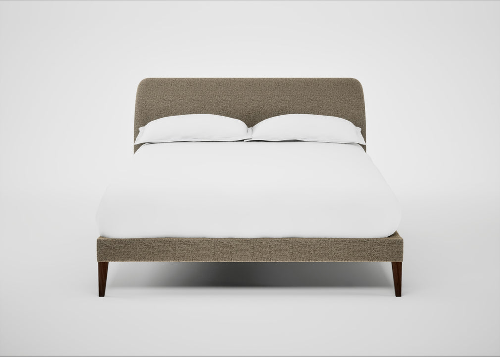 Wallis Bed Double / Boucle Velvet Rocky / Walnut Stained"