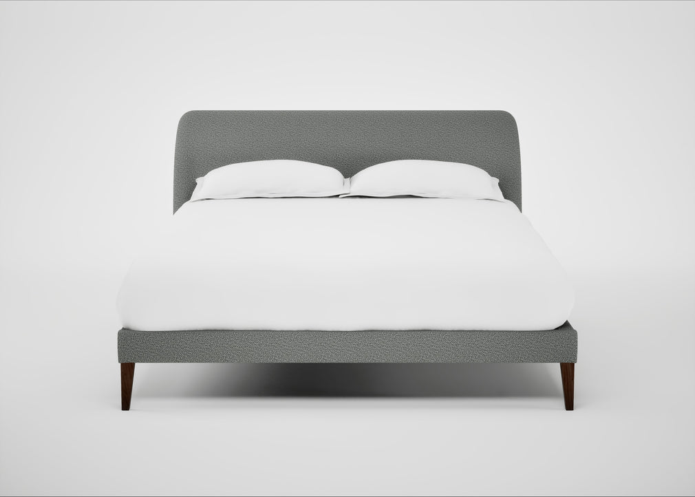 Wallis Bed King / Boucle Steel / Walnut Stained"