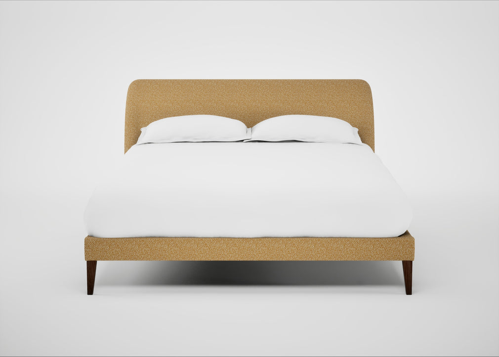 Wallis Bed King / Boucle Tweed Citrine / Walnut Stained"