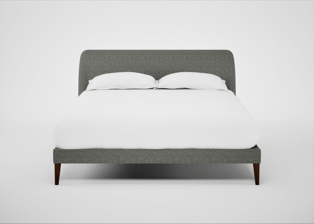 Wallis Bed King / Boucle Tweed Lapis / Walnut Stained"