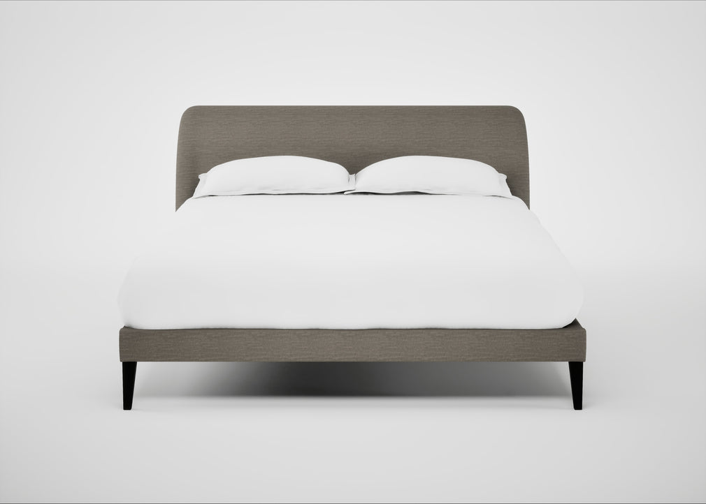 Wallis Bed King / Broad Weave Pebble / Black"