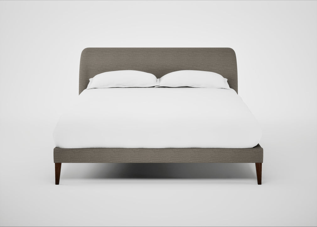 Wallis Bed King / Broad Weave Pebble / Walnut Stained"