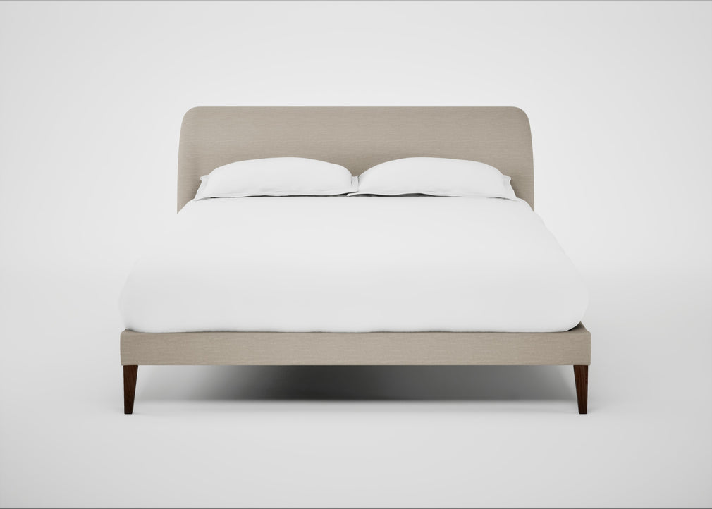 Wallis Bed King / Broad Weave Putty / Walnut Stained"