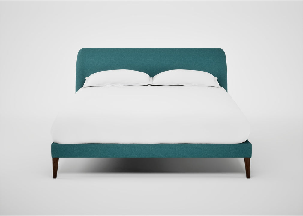 Wallis Bed King / Brushed Cotton Cadet / Walnut Stained