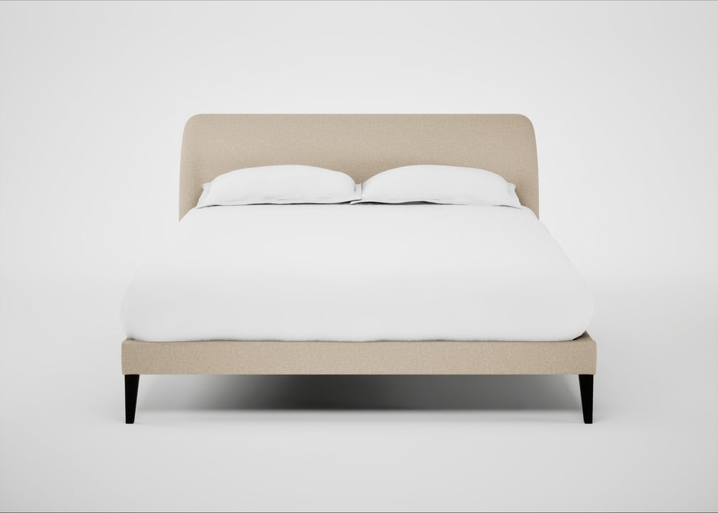 Wallis Bed King / Brushed Cotton Oat / Walnut Stained