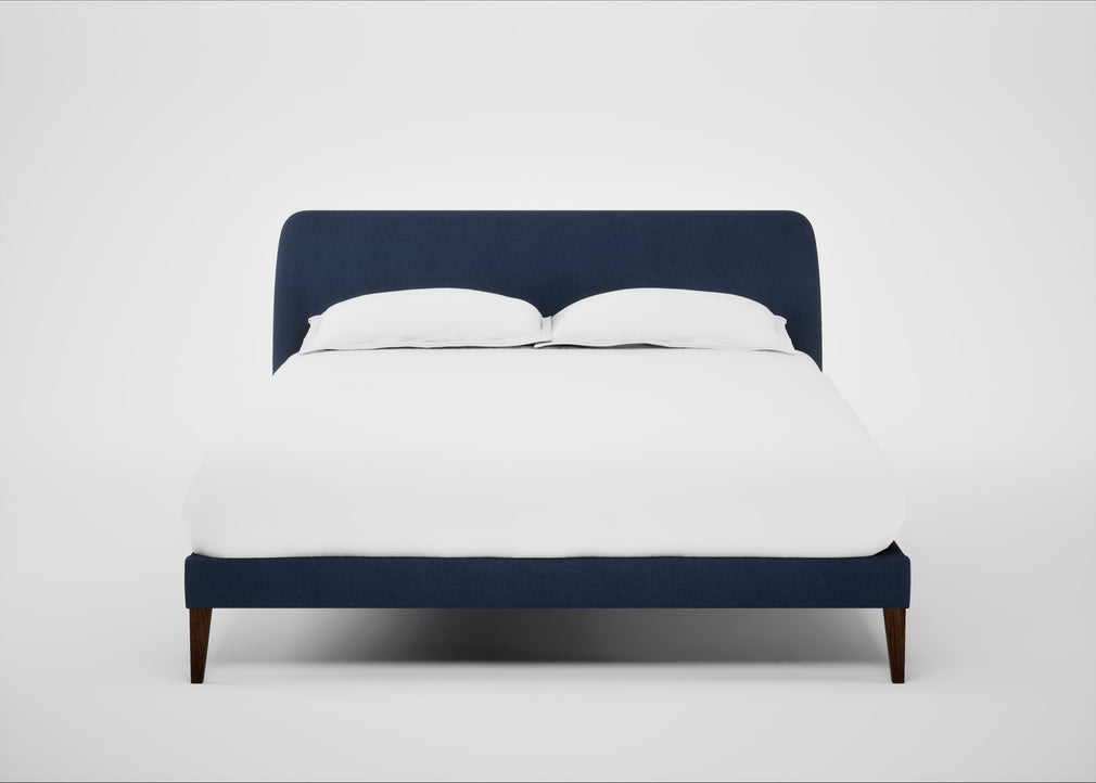 Wallis Bed King / Capelo Linen-Cotton Inkspot / Walnut Stained