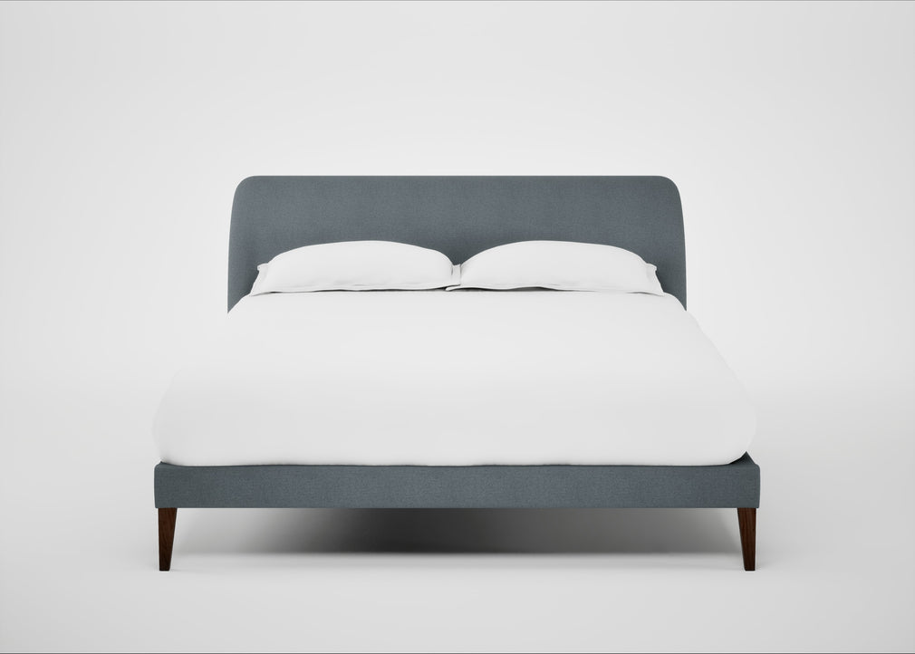 Wallis Bed King / Capelo Linen-Cotton Mineral / Walnut Stained