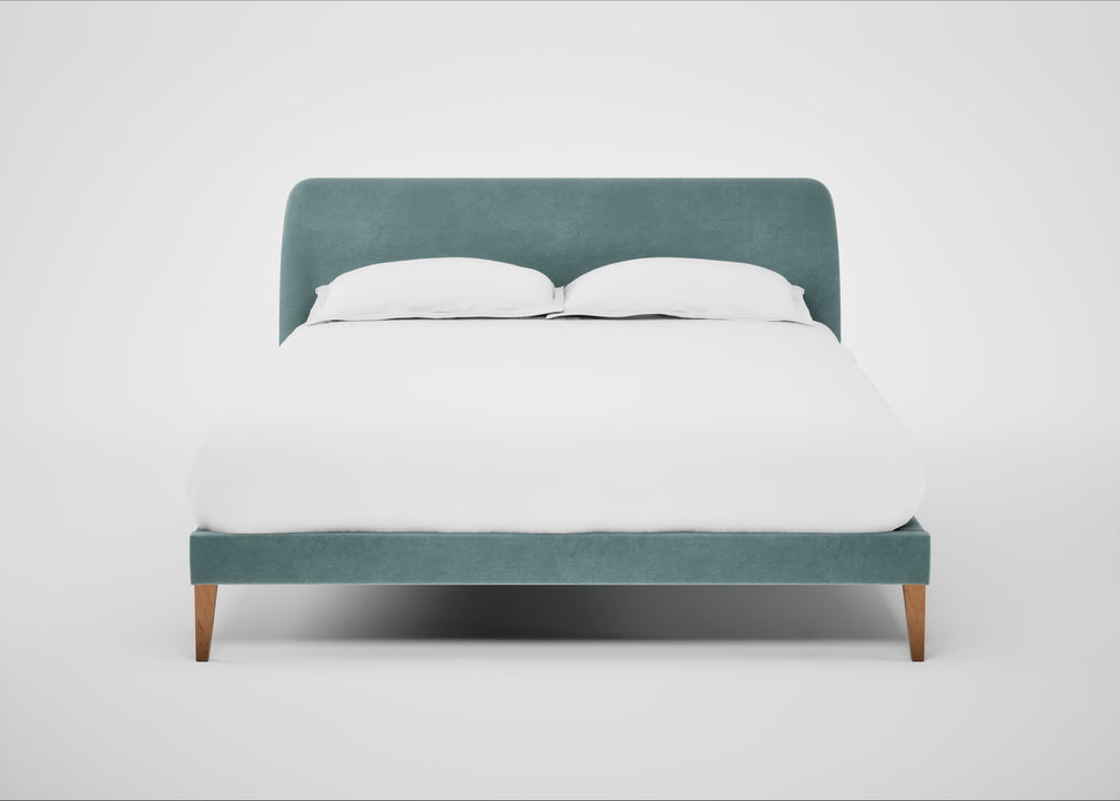 Wallis Bed King / Smart Luxe Velvet Mineral Blue / Natural