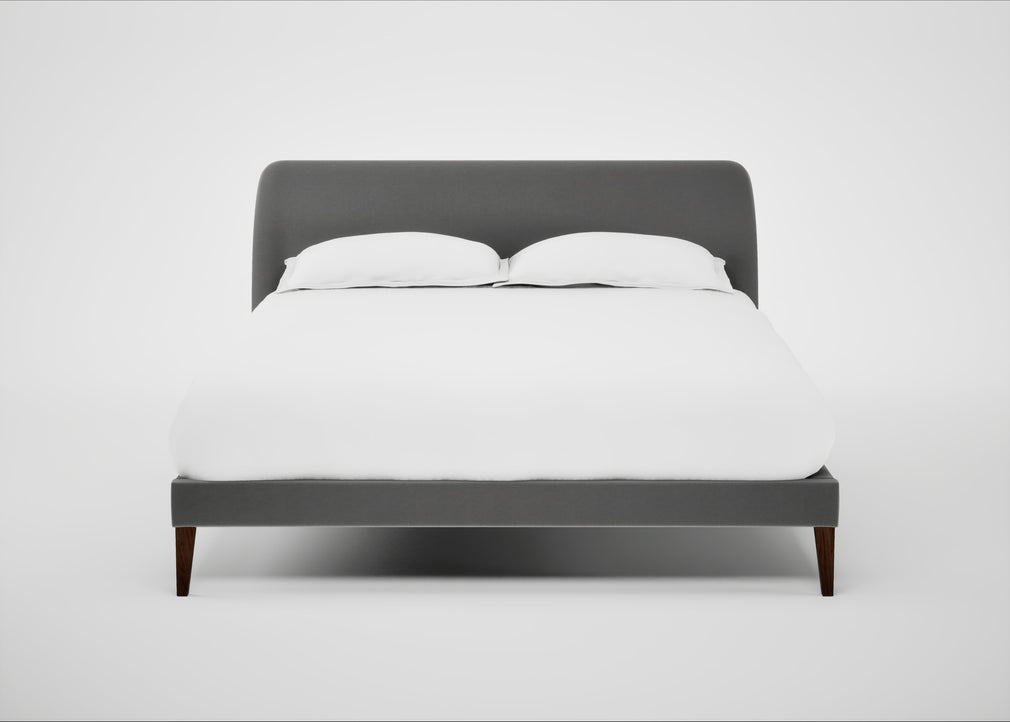 Wallis Bed King / Smart Velvet Mercury / Walnut Stained"