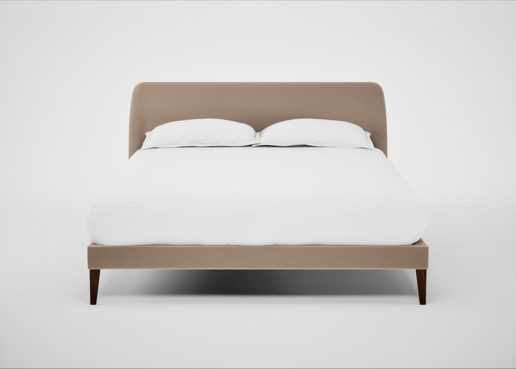 Wallis Bed King / Smart Velvet Pebble / Walnut Stained"