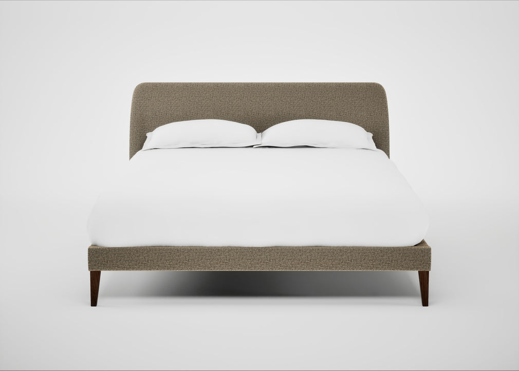 Wallis Bed King / Boucle Velvet Rocky / Walnut Stained"