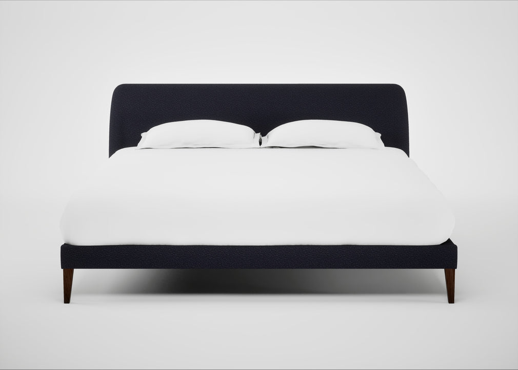 Wallis Bed Super King / Boucle Indigo / Walnut Stained"