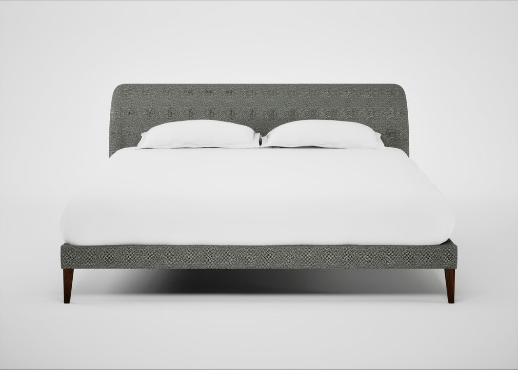 Wallis Bed Super King / Boucle Tweed Lapis / Walnut Stained"