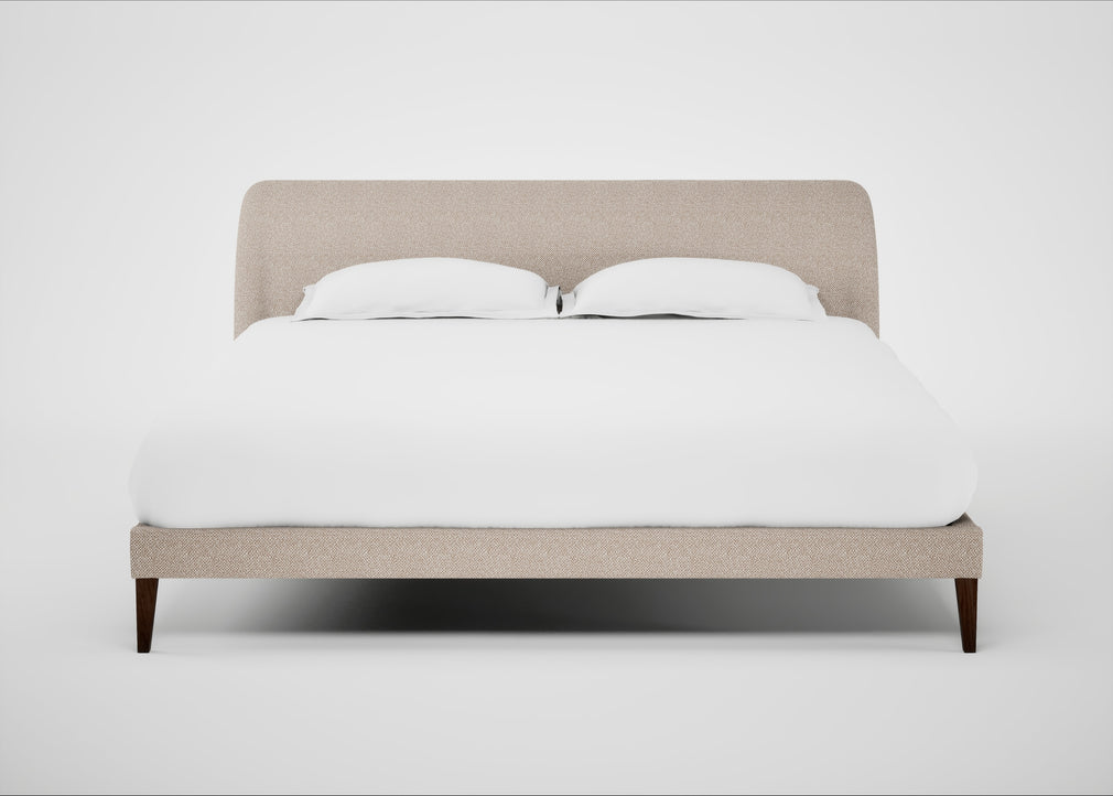Wallis Bed Super King / Boucle Tweed Pearl / Walnut Stained"