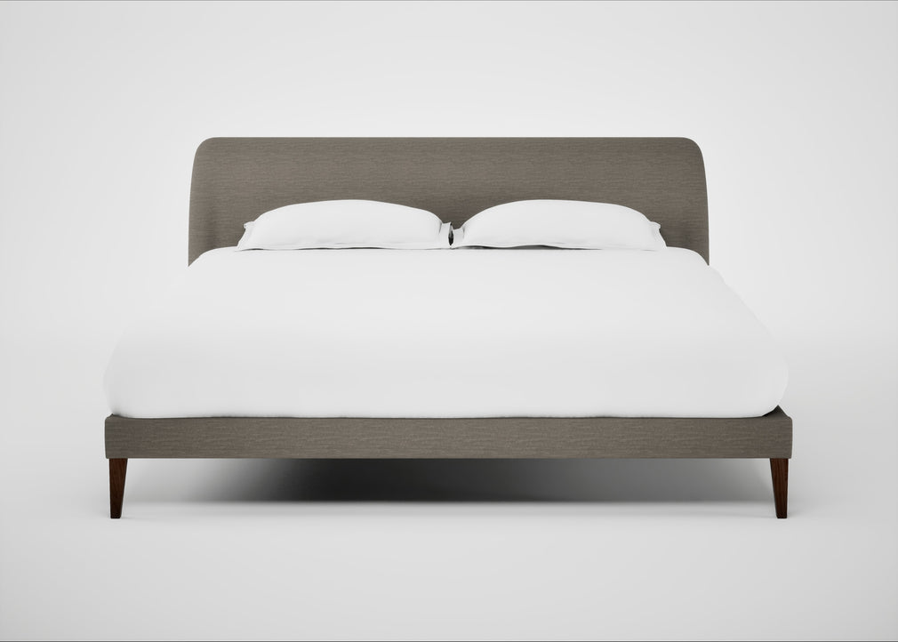Wallis Bed Super King / Broad Weave Pebble / Walnut Stained"
