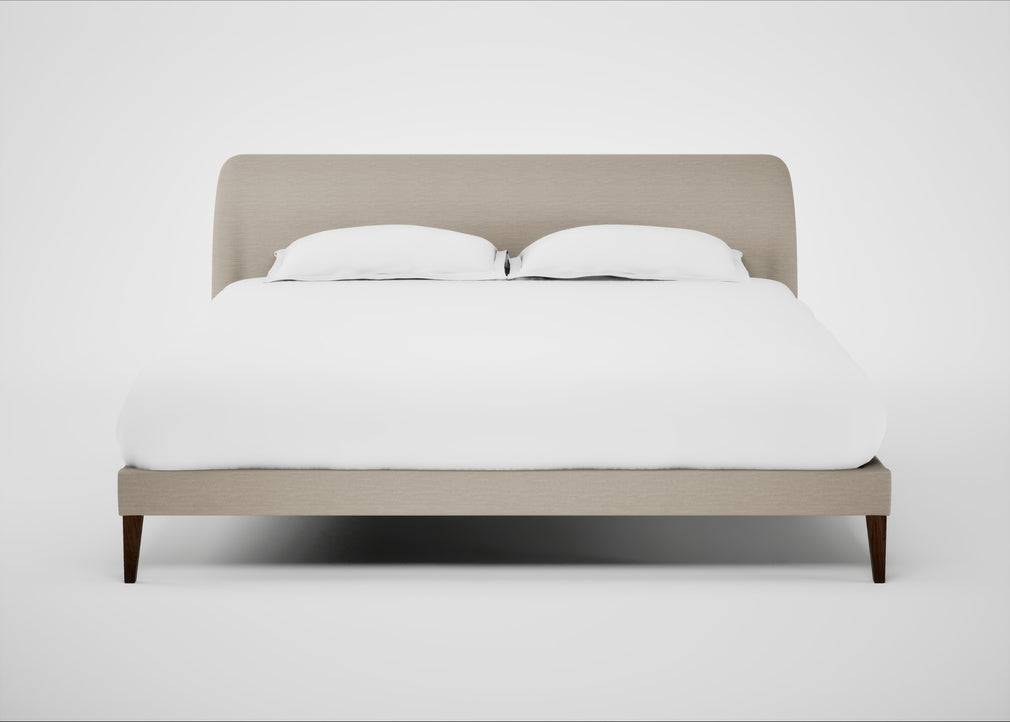 Wallis Bed Super King / Broad Weave Putty / Walnut Stained"