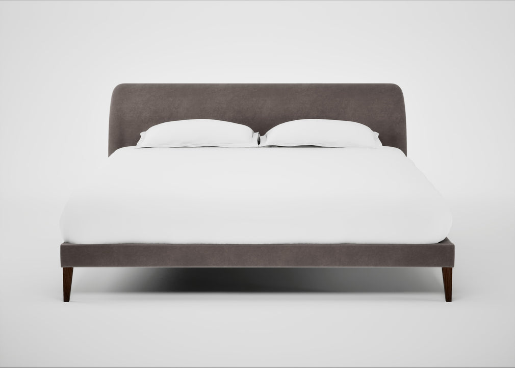 Wallis Bed Super King / Smart Luxe Velvet Mushroom / Walnut Stained