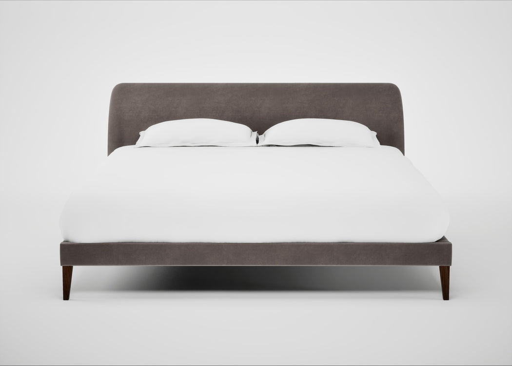 Wallis Bed Super King / Smart Luxe Velvet Mushroom / Walnut Stained