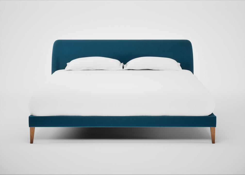 Wallis Bed Super King / Smart Velvet Ocean Blue / Natural"